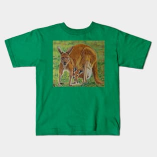 Mum and Joey Kangaroos Kids T-Shirt